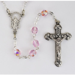 October Birthstone Rosary (Rose) - Silver Oxidized [MVR046]