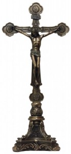 Ornate Standing Crucifix - Bronzed Resin, 13 inch [GSS068]