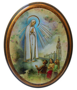 Our Lady of Fatima 4x5 Oval Wood Plaque [HFA4675]