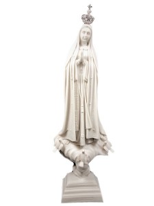 Our Lady of Grace Silver Crown White Marble Statue 16.5 Inch [VIC1104]