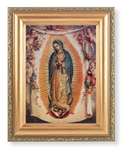 Our Lady of Guadalupe with Angels 4x5.5 Print Under Glass [HFA5320]