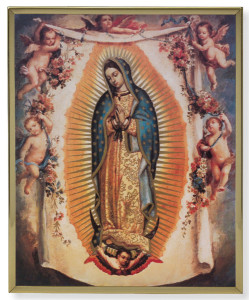 Our Lady of Guadalupe with Angels 8x10 Gold Trim Plaque [HFA0232]
