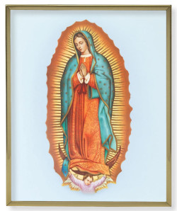 Our Lady of Guadalupe Gold Trim Plaque - 2 Sizes [HFA0178]