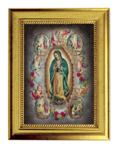 Our Lady of Guadalupe with Juan Diego 5x7 Print in Gold-Leaf Frame [HFA5198]