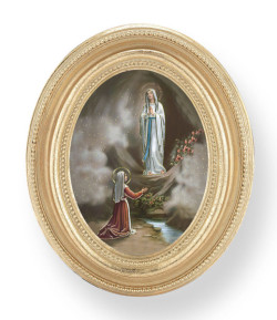 Our Lady of Lourdes Small 4.5 Inch Oval Framed Print [HFA4723]