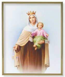 Our Lady of Mt. Carmel 8x10 Gold Trim Plaque [HFA0161]