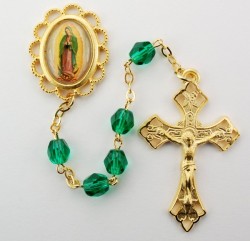 Our Lady of Guadalupe Green Bead Rosary [MVRB1099]
