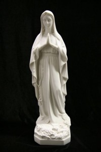 Our Lady of Lourdes Statue White Marble Composite - 19 inch [VIC4001]