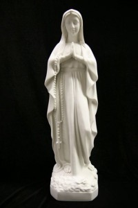 Our Lady of Lourdes Statue White Marble Composite - 22 inch [VIC3006]