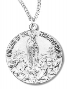 Our Lady of the Rosary of Fatima Medal Sterling Silver [REM2090]