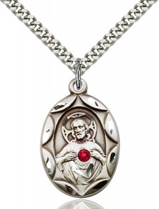 Oval Etched Scapular Pendant with Birthstone Options [BLST0801]
