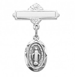 Oval Shaped Miraculous Baby Pin - Sterling Silver [MVB1015]