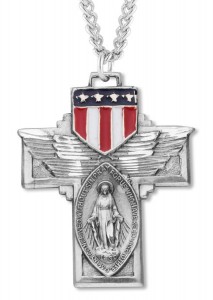 Patriotic Cross Pendant Sterling Silver [REM1018]