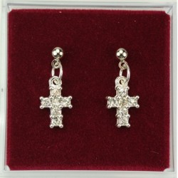 Petite Cross Rhinestone Earrings [MVER1017]