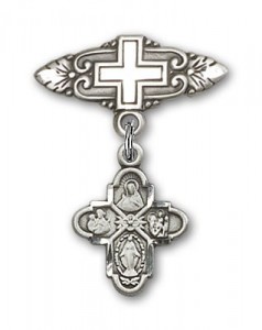 Pin Badge with 4-Way Charm and Badge Pin with Cross [BLBP0127]