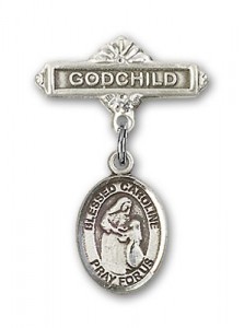 Pin Badge with Blessed Caroline Gerhardinger Charm and Godchild Badge Pin [BLBP1839]