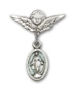 Pin Badge with Blue Miraculous Charm and Angel with Smaller Wings Badge Pin [BLBP0166]