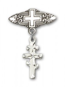 Pin Badge with Greek Orthadox Cross Charm and Badge Pin with Cross [BLBP0238]
