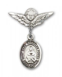 Pin Badge with Marie Magdalen Postel Charm and Angel with Smaller Wings Badge Pin [BLBP1927]