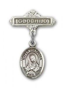 Pin Badge with Mater Dolorosa Charm and Godchild Badge Pin [BLBP1901]