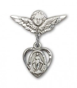 Pin Badge with Miraculous Charm and Angel with Smaller Wings Badge Pin [BLBP0213]