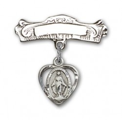 Pin Badge with Miraculous Charm and Arched Polished Engravable Badge Pin [BLBP0211]