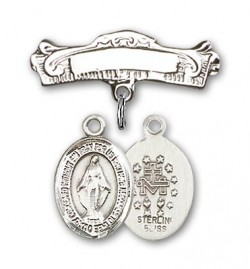 Pin Badge with Miraculous Charm and Arched Polished Engravable Badge Pin [BLBP0807]