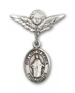 Pin Badge with Our Lady of Africa Charm and Angel with Smaller Wings Badge Pin [BLBP1754]