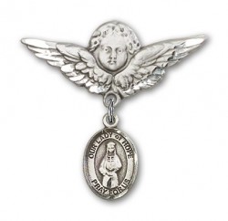 Pin Badge with Our Lady of Hope Charm and Angel with Larger Wings Badge Pin [BLBP1494]