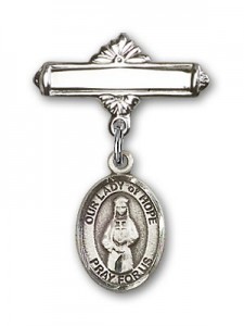 Pin Badge with Our Lady of Hope Charm and Polished Engravable Badge Pin [BLBP1491]