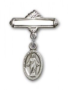Pin Badge with Scapular Charm and Polished Engravable Badge Pin [BLBP0155]