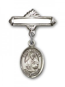 Pin Badge with St. Albert the Great Charm and Polished Engravable Badge Pin [BLBP0265]