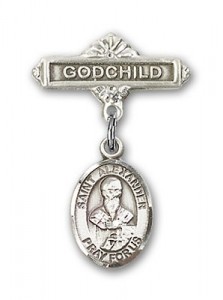 Pin Badge with St. Alexander Sauli Charm and Godchild Badge Pin [BLBP0347]