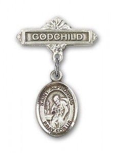 Pin Badge with St. Alphonsus Charm and Godchild Badge Pin [BLBP1433]