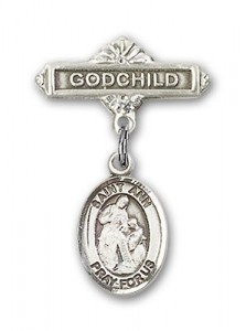 Pin Badge with St. Ann Charm and Godchild Badge Pin [BLBP0277]