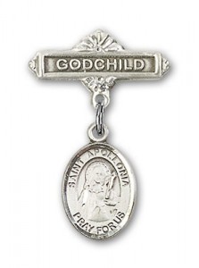 Pin Badge with St. Apollonia Charm and Godchild Badge Pin [BLBP0298]