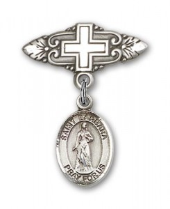 Pin Badge with St. Barbara Charm and Badge Pin with Cross [BLBP0301]