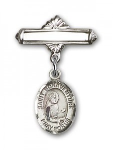 Pin Badge with St. Bonaventure Charm and Polished Engravable Badge Pin [BLBP0854]