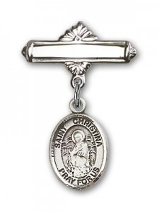 Pin Badge with St. Christina the Astonishing Charm and Polished Engravable Badge Pin [BLBP2098]