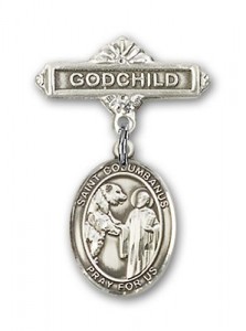 Pin Badge with St. Columbanus Charm and Godchild Badge Pin [BLBP2110]