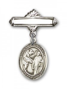Pin Badge with St. Columbanus Charm and Polished Engravable Badge Pin [BLBP2105]