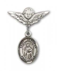 Pin Badge with St. Deborah Charm and Angel with Smaller Wings Badge Pin [BLBP1872]