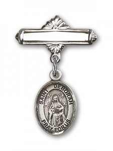 Pin Badge with St. Deborah Charm and Polished Engravable Badge Pin [BLBP1868]