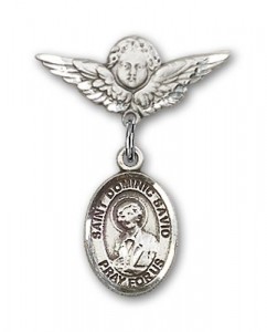 Pin Badge with St. Dominic Savio Charm and Angel with Smaller Wings Badge Pin [BLBP1474]