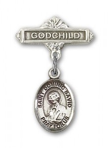 Pin Badge with St. Dominic Savio Charm and Godchild Badge Pin [BLBP1475]