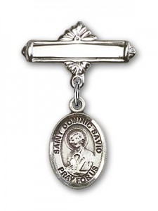 Pin Badge with St. Dominic Savio Charm and Polished Engravable Badge Pin [BLBP1470]