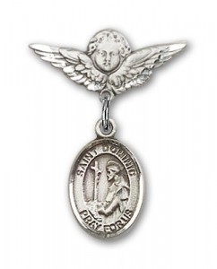 Pin Badge with St. Dominic de Guzman Charm and Angel with Smaller Wings Badge Pin [BLBP0473]