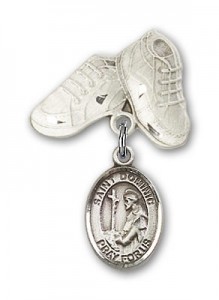 Pin Badge with St. Dominic de Guzman Charm and Baby Boots Pin [BLBP0475]