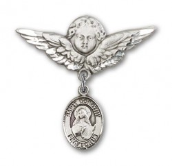 Pin Badge with St. Dorothy Charm and Angel with Larger Wings Badge Pin [BLBP0423]