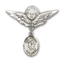 Pin Badge with St. Dunstan Charm and Angel with Larger Wings Badge Pin [BLBP2276]